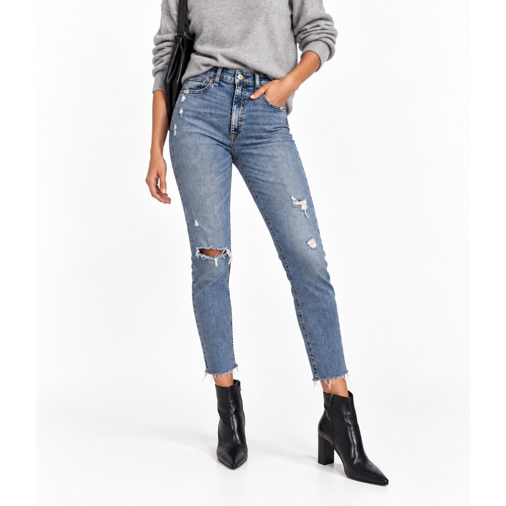 Rag & Bone Nina High-Rise Ankle Skinny Jeans Horizon Distressed Size 28